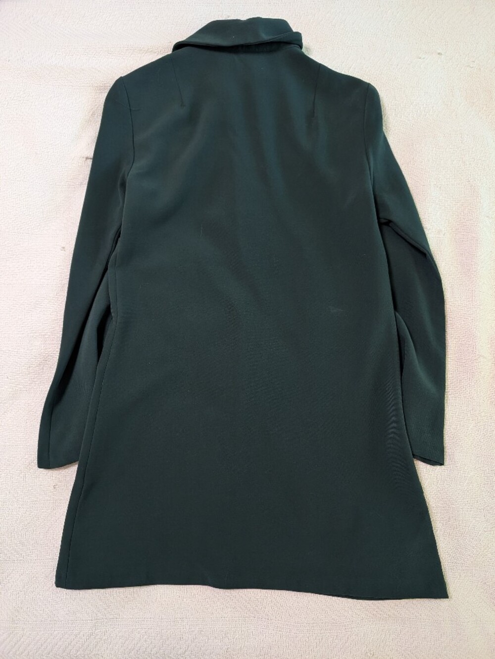 Zara Dark Green Long-Sleeve Shirt Dress with Covered Buttons - Picture 2 of 3